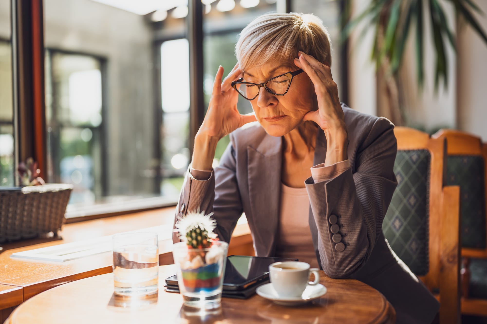 a stressed out lady practicing stress management exercises