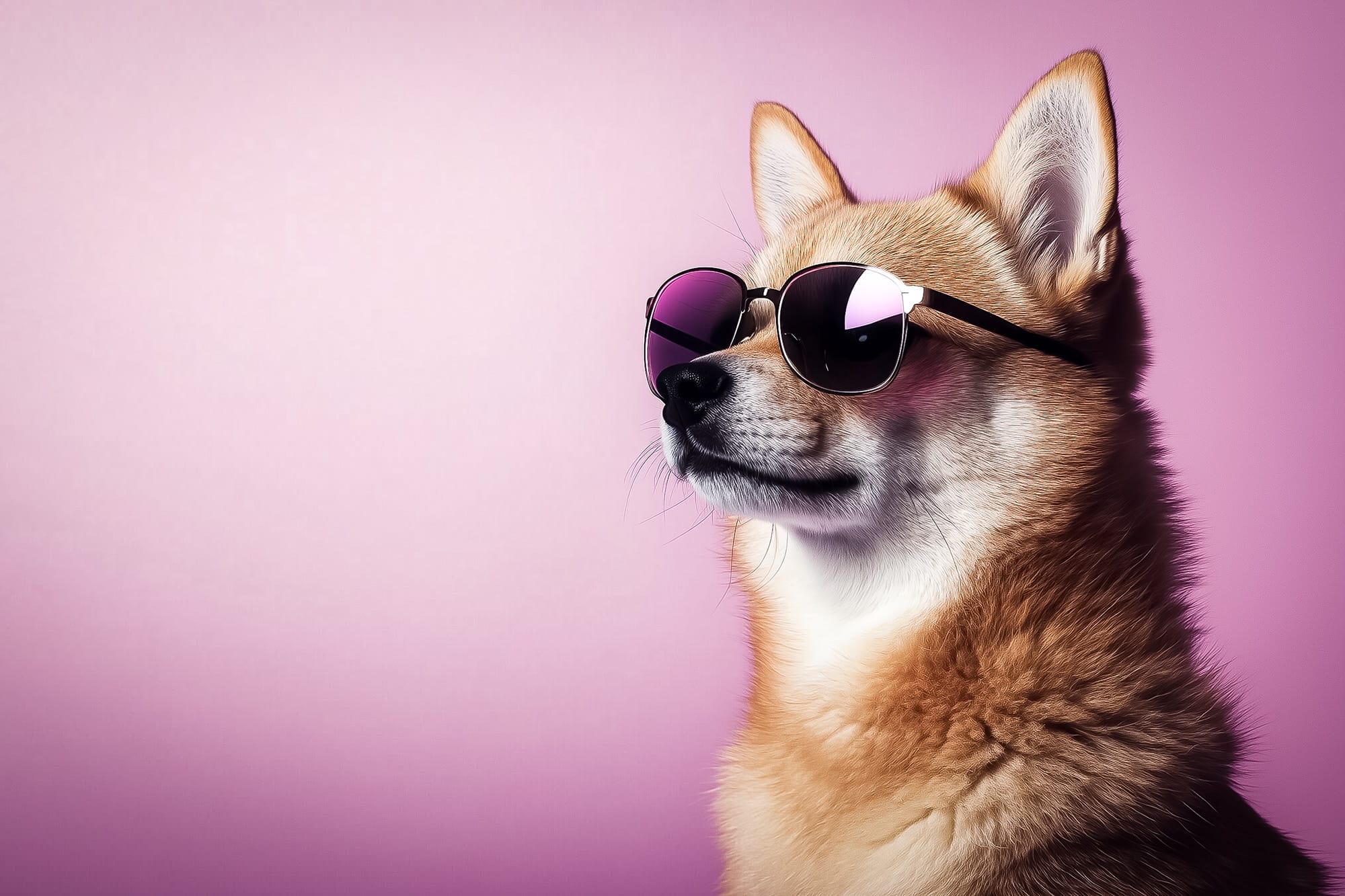 a super cool shiba inu with sunglasses