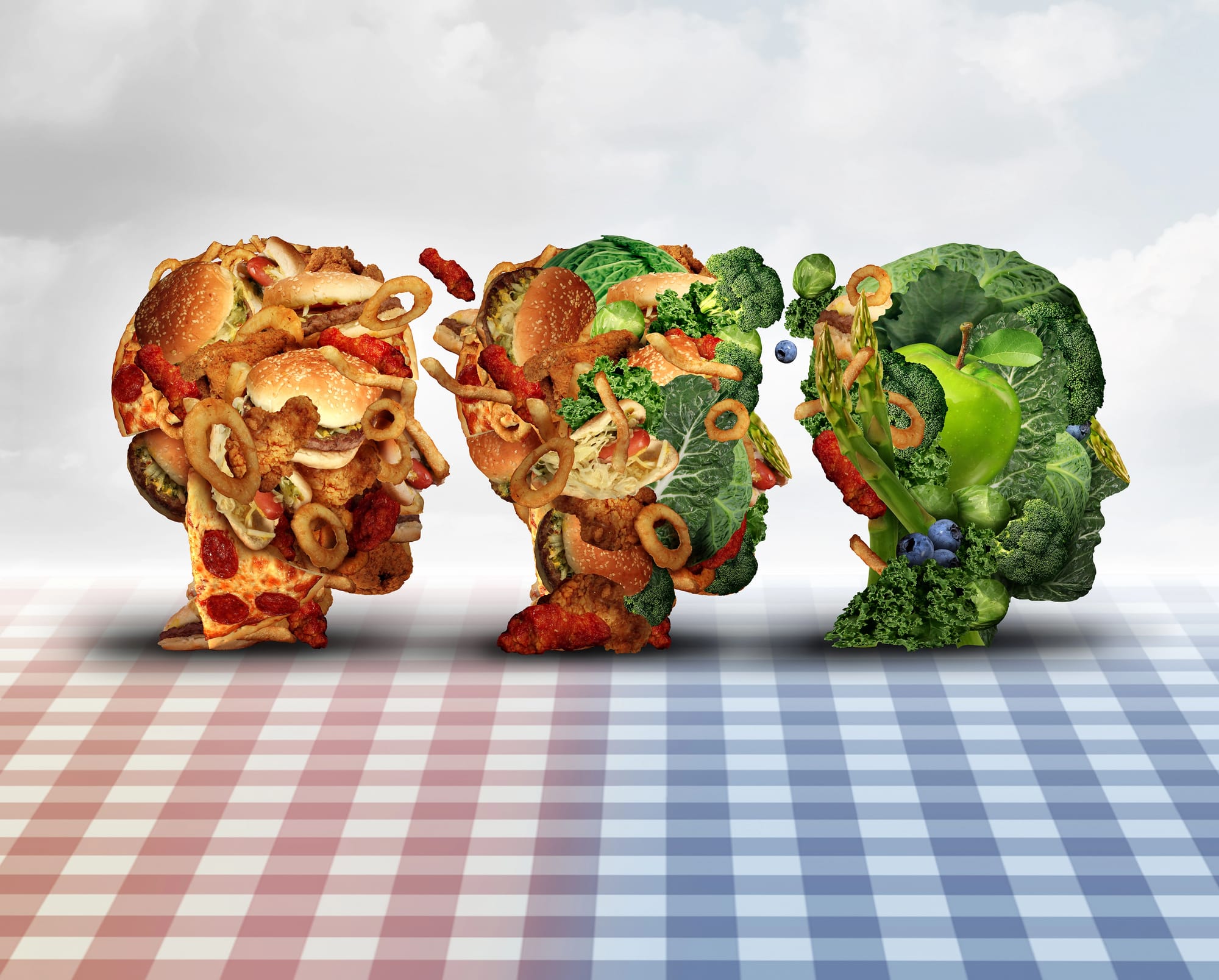 a visualization of unhealthy to healthy food