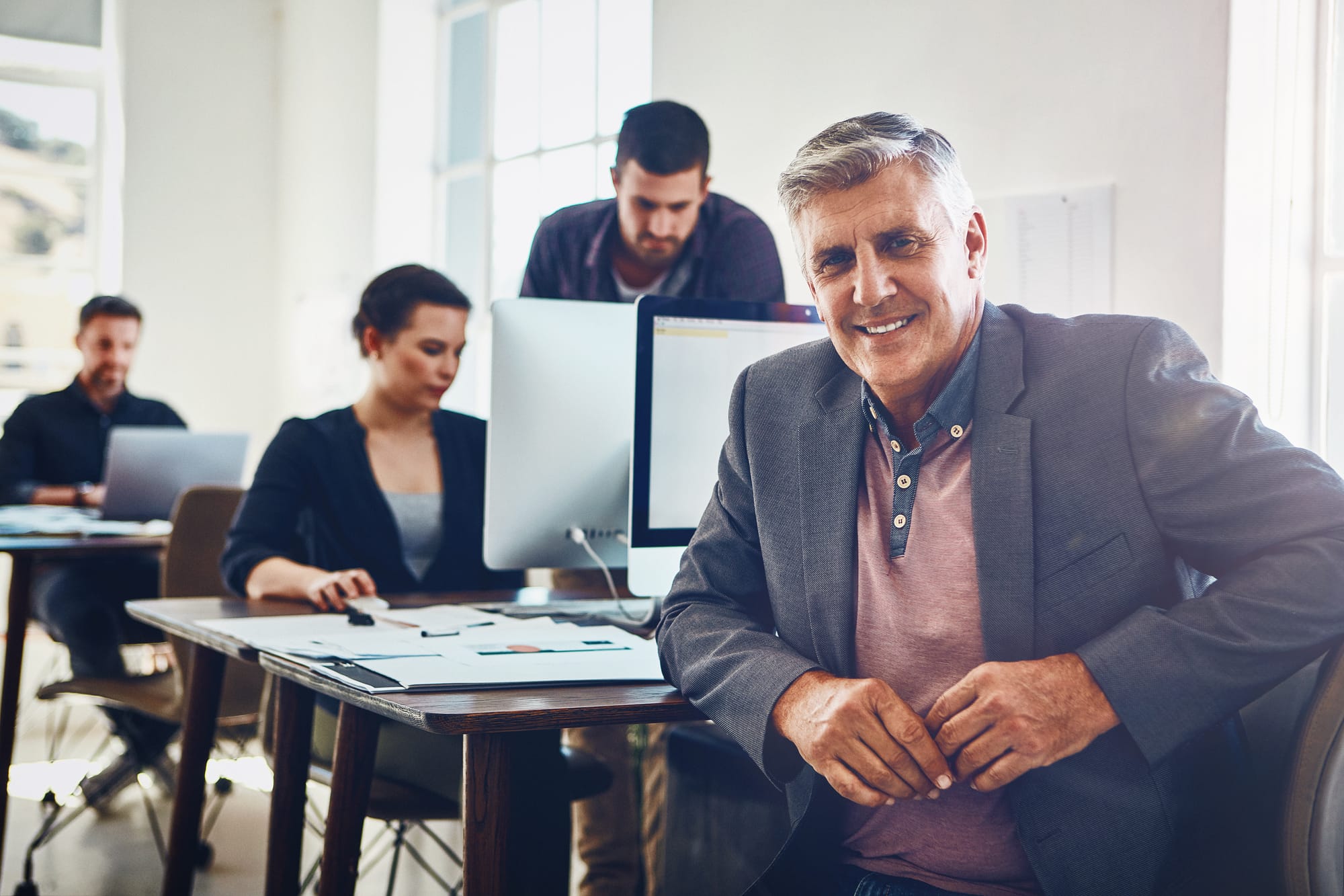 an older man working