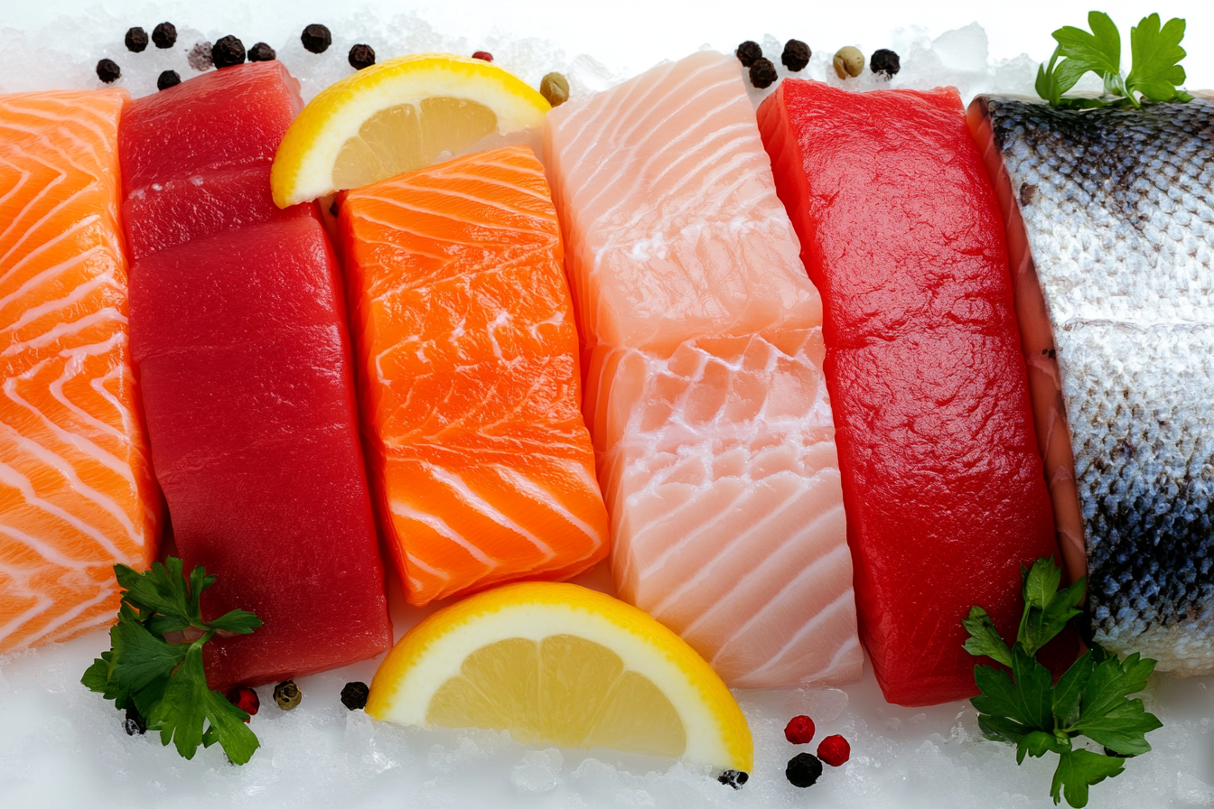 sushi grade ahi tuna and salmon