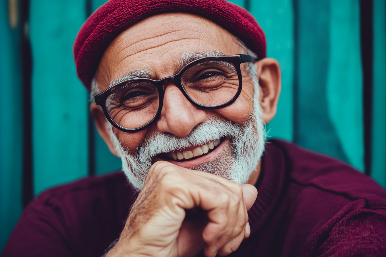 a handsome older man smiling