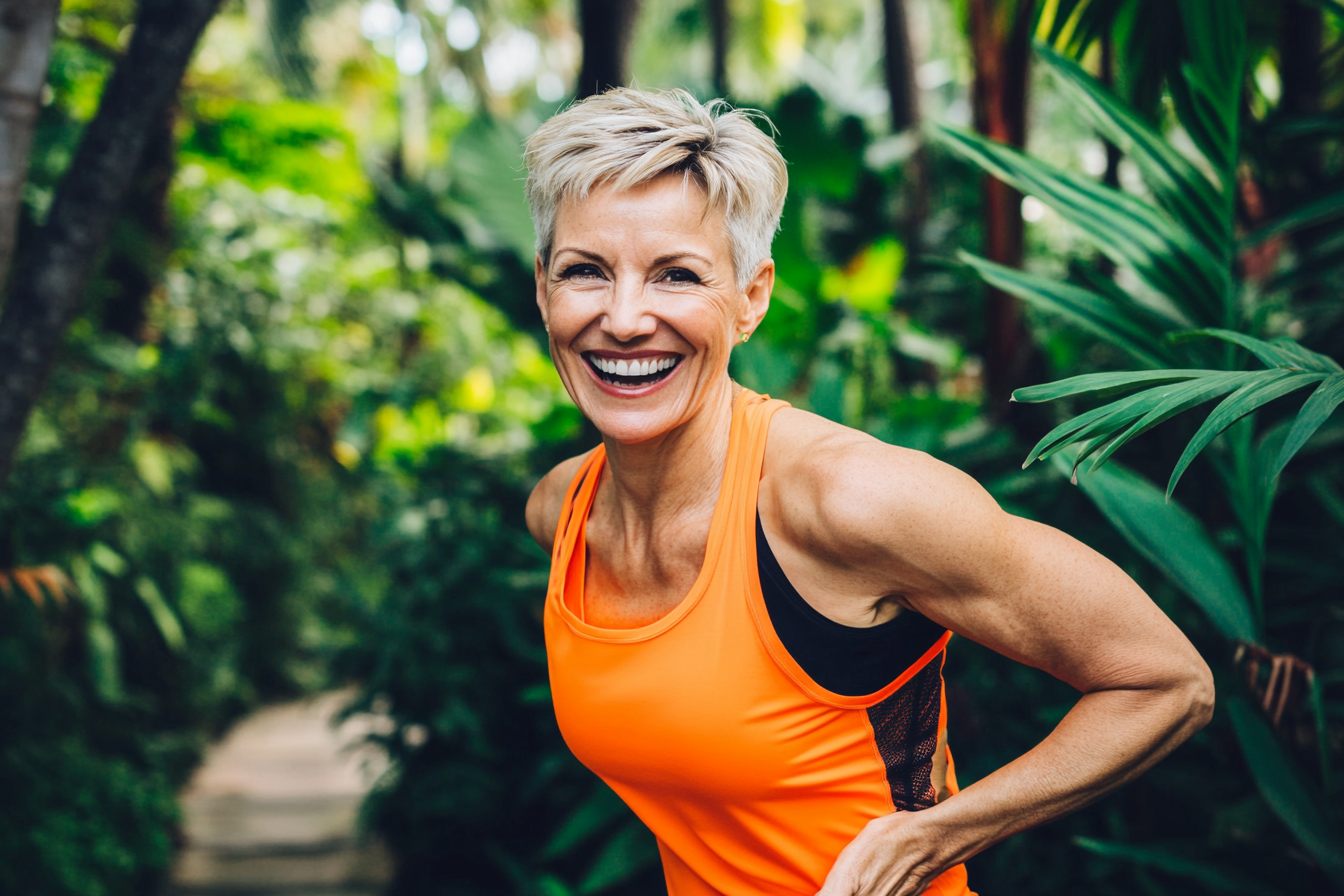 an older woman doing some exercise