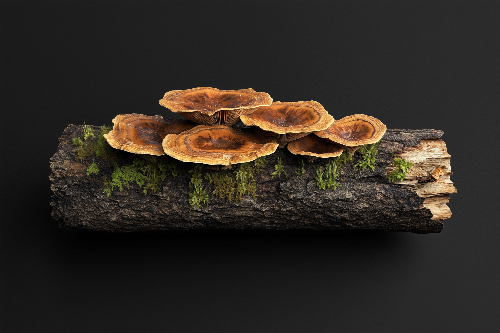 reishi mushrooms on a log - SeriousAging.com