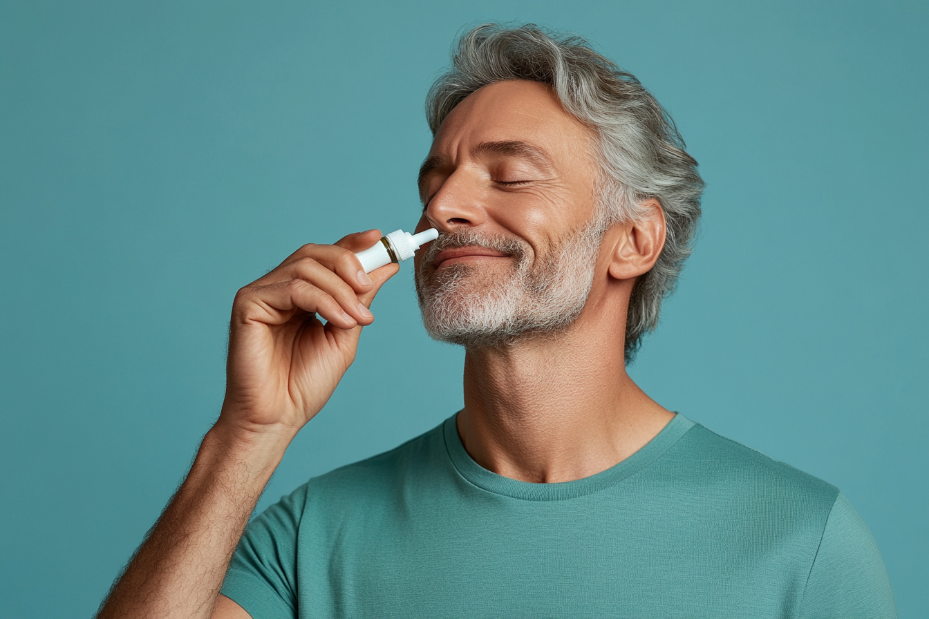 a many testing out a novel alzheimer's disease treatment nasal spray