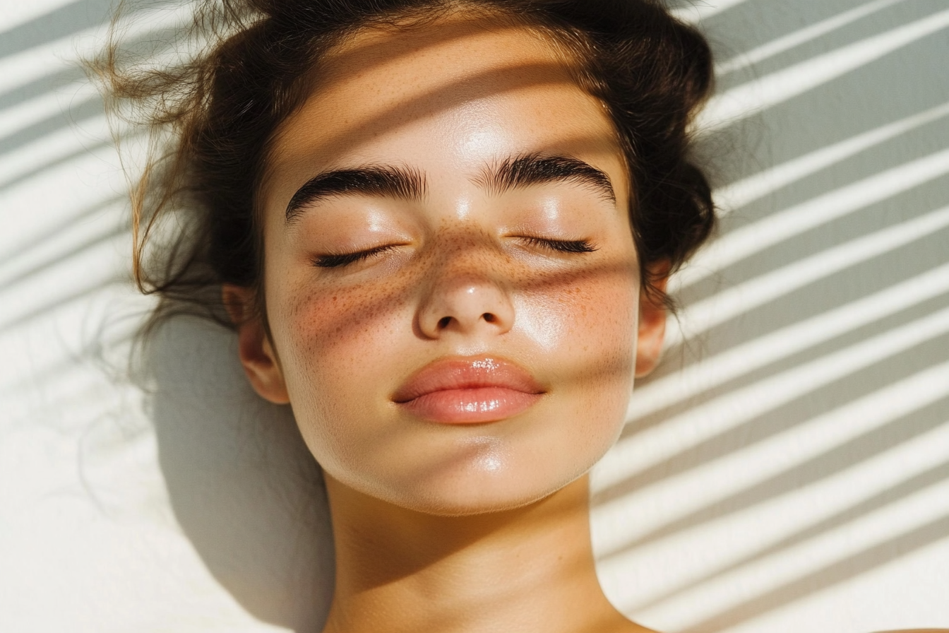 woman in the sun with sunburn