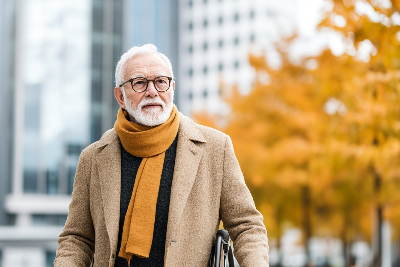 an older man outside walking - SeriousAging.com