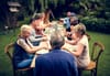 a family gathering in the backyard